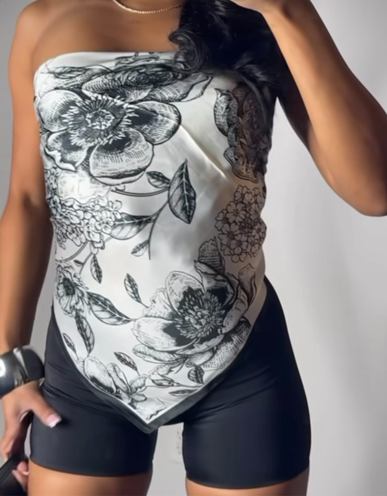 Black silk scarf top