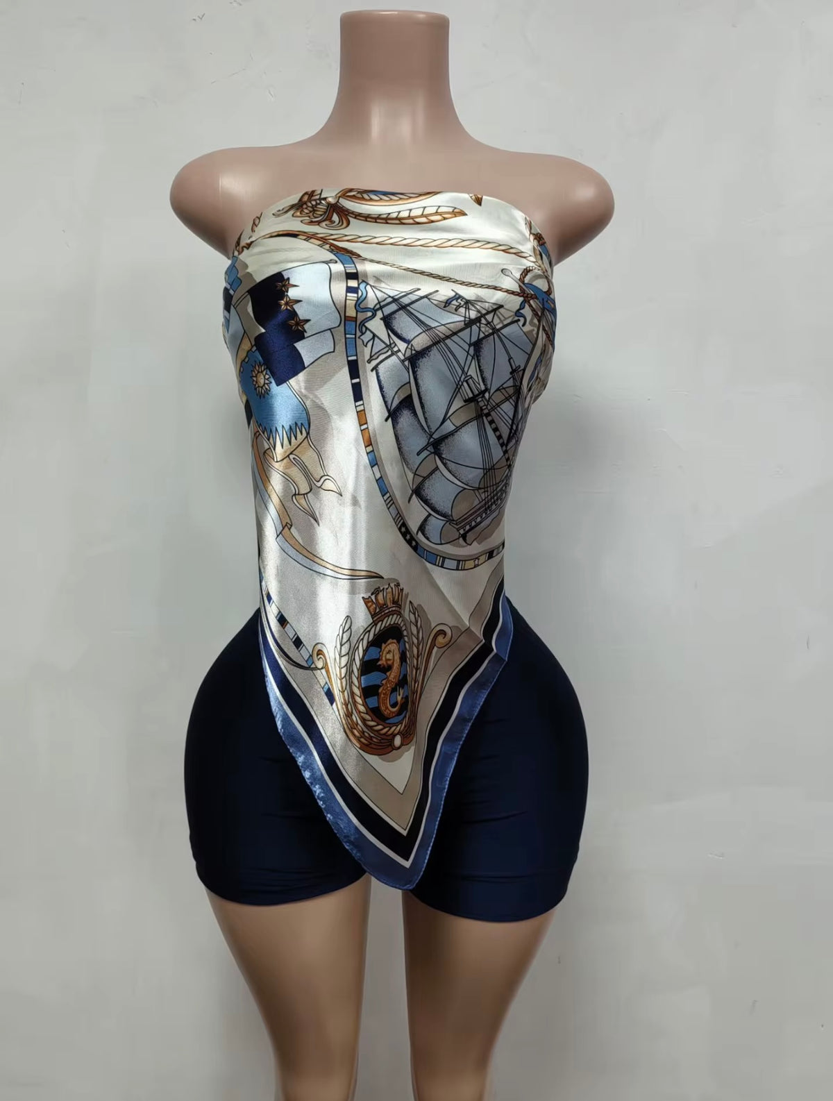 Navy Summer silk set