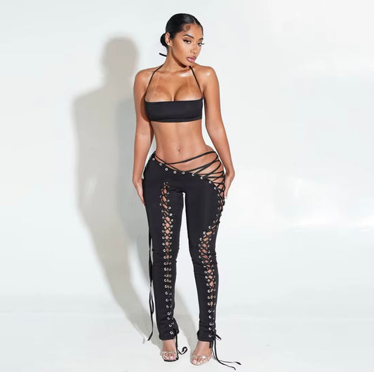 Tie me down 2 piece set black