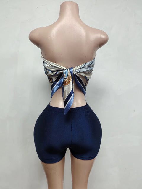 Navy Summer silk set