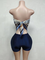 Navy Summer silk set